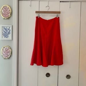 Vintage Red Linen Midi Skirt Size 8